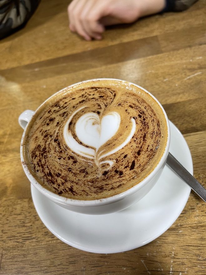 Cappuccino with rosetta latte art